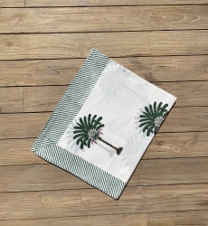 Island Green Tischdecke – weiß/grün – Palmenmuster – 100 % Baumwolle – Boho-Chic-Stil – Jardin Botanique – Miss June Paris – 6