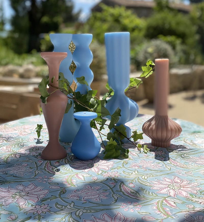 Calypso Blue Tischdecke – blau/rosa – 100 % Baumwolle – Boho-Chic-Stil – Jardin Botanique – Miss June Paris – 4