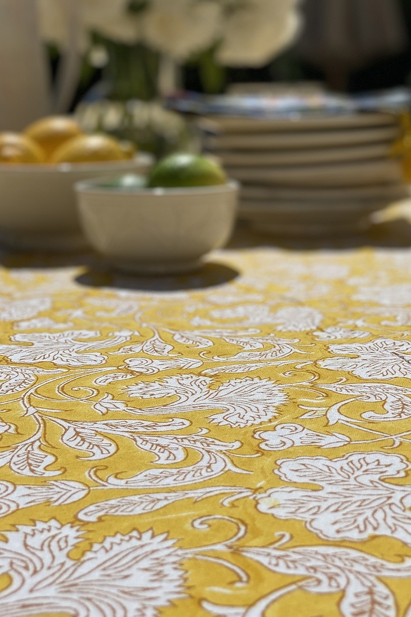 Mantel Canelle & Safran – 100% algodón – estampado floral – estilo boho chic – Jardín Botánico – Miss June Paris – 6