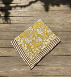 Mantel Canelle & Safran – 100% algodón – estampado floral – estilo boho chic – Jardín Botánico – Miss June Paris – 4