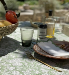 Celadon Green Tischdecke – 100 % Baumwolle – Blumenmuster – Boho-Chic-Stil – Jardin Botanique – Miss June Paris – 5