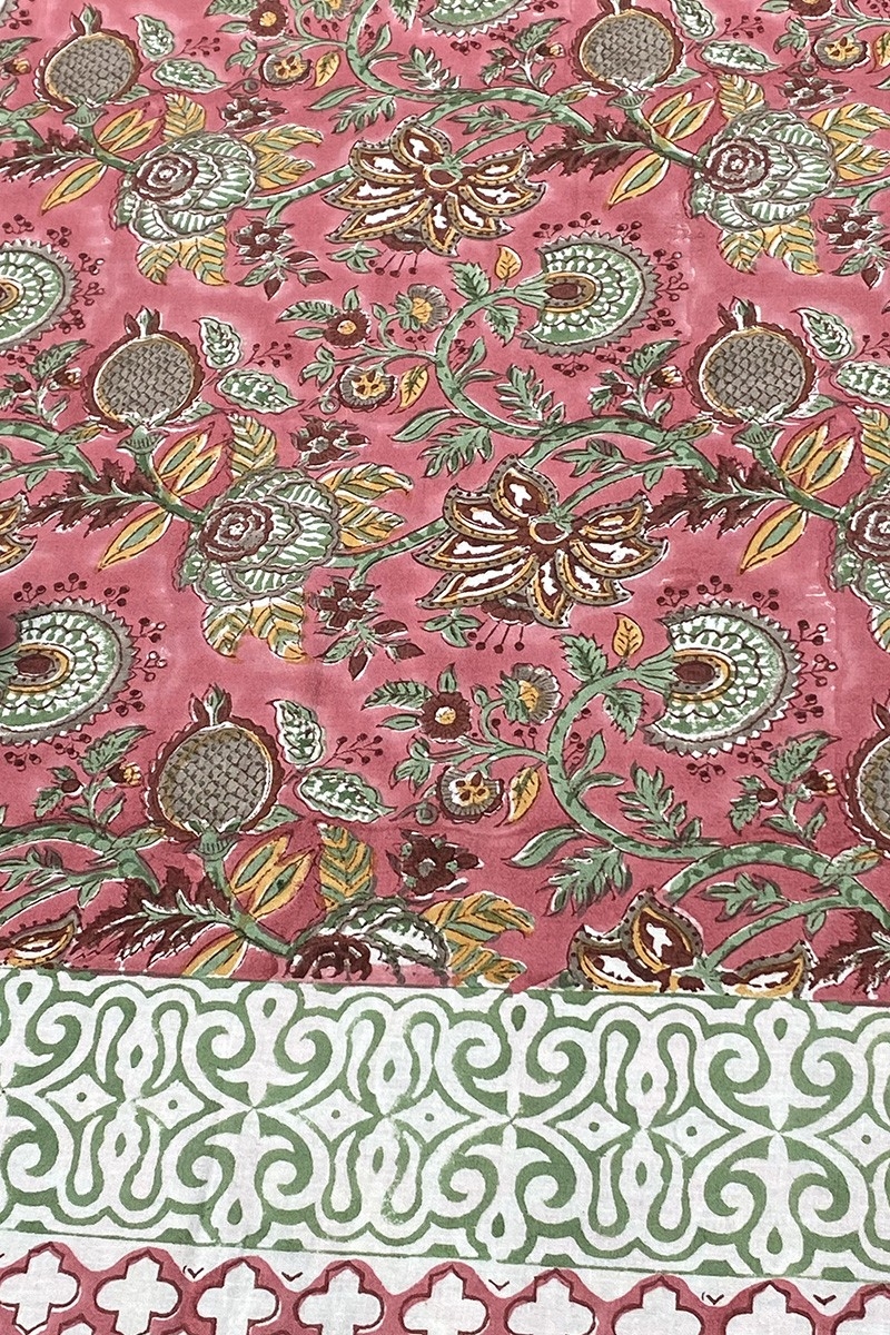 Nappe My Bougainvillier - rose/verte - 100% coton - imprimé fleuri - boho chic - Jardin Botanic - Miss June Paris - 6