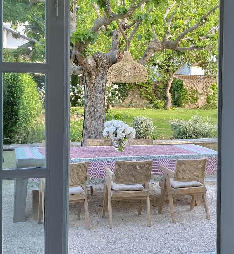 Mantel Celadon Green – 100% algodón – estampado floral – estilo boho chic – Jardín Botánico – Miss June Paris – 2