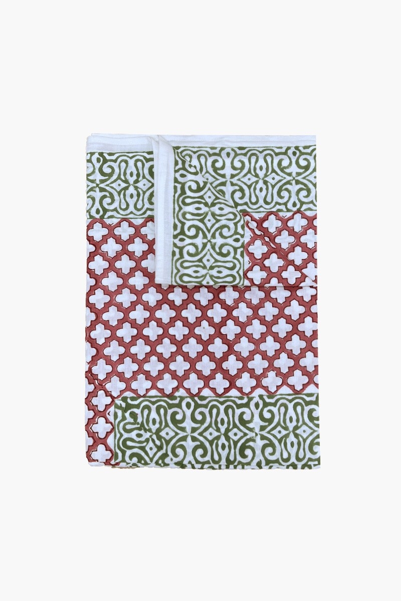 Toalha de mesa Celadon Green – 100% algodão – estampa floral – estilo boho chic – Jardim Botânico – Miss June Paris – 1