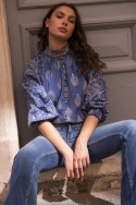 long sleeve bohemian blue blouse SOFIA  - Miss June