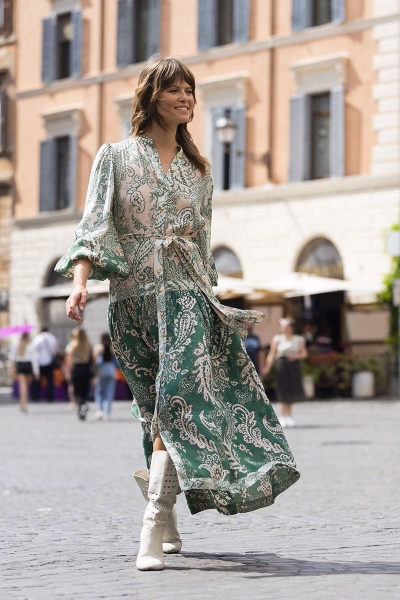 long sleeve bohemian green long dress CARLOTA - Miss June