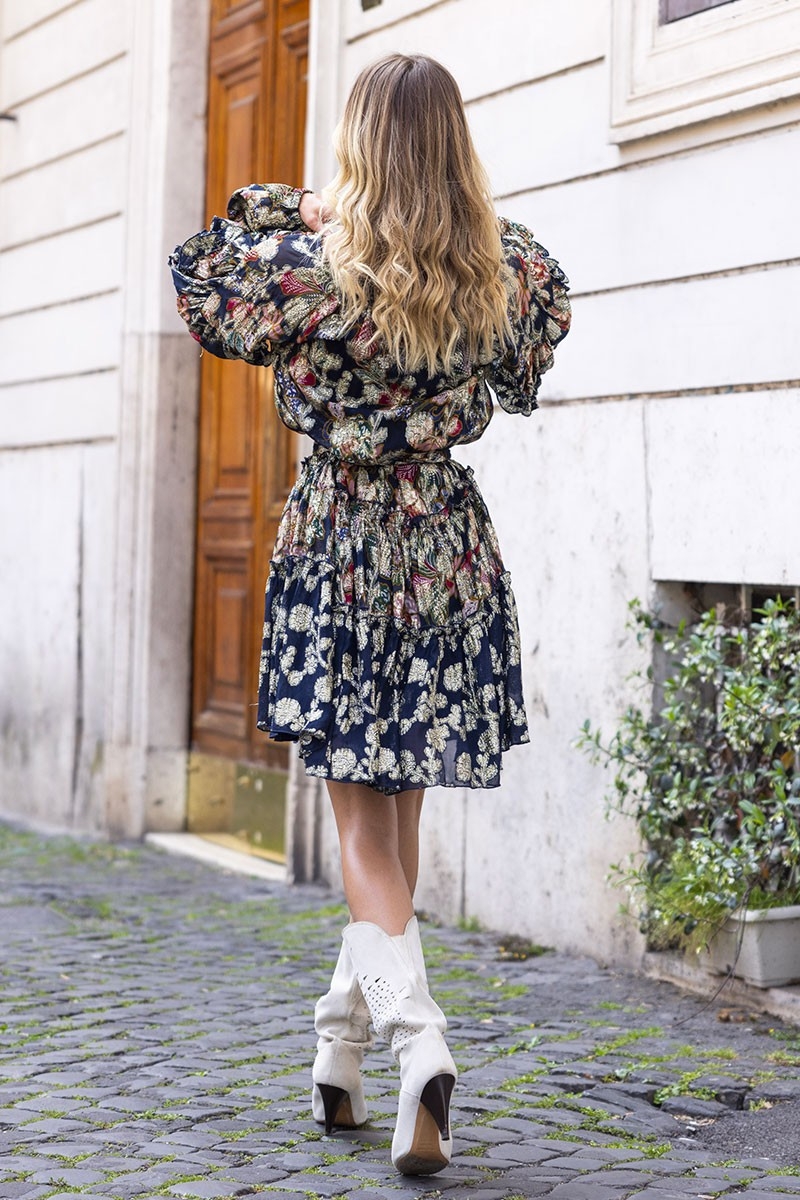 robe courte manche longue fleurie JULIETA - Miss June