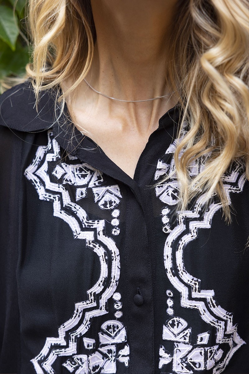 robe courte manche longue boheme noir FEDERICA - Miss June