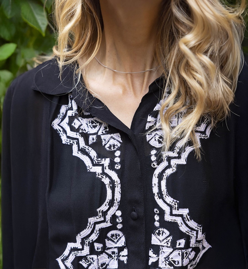 robe courte manche longue boheme noir FEDERICA - Miss June