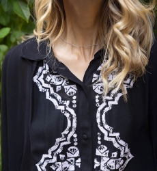 short sleeve bohemian black long dress FEDERICA - Miss June