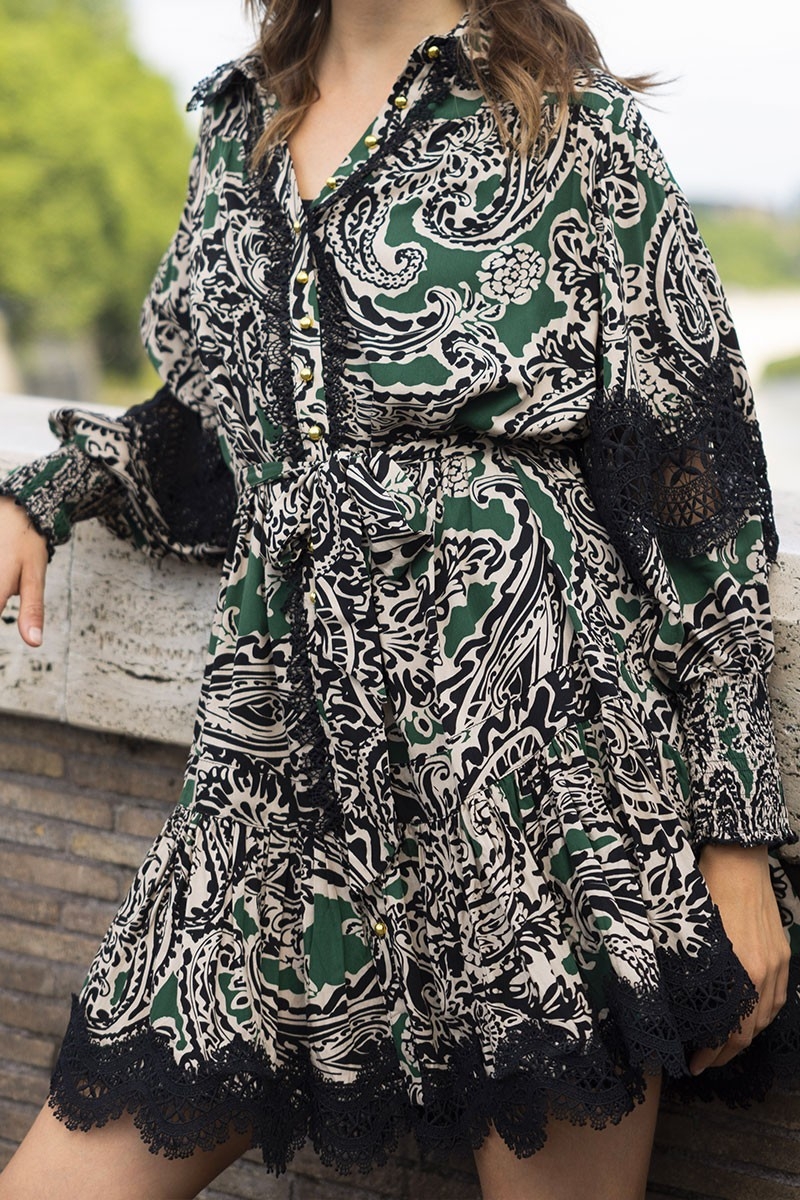 vestido corto bohemio chic manga larga LUCINA - Miss June