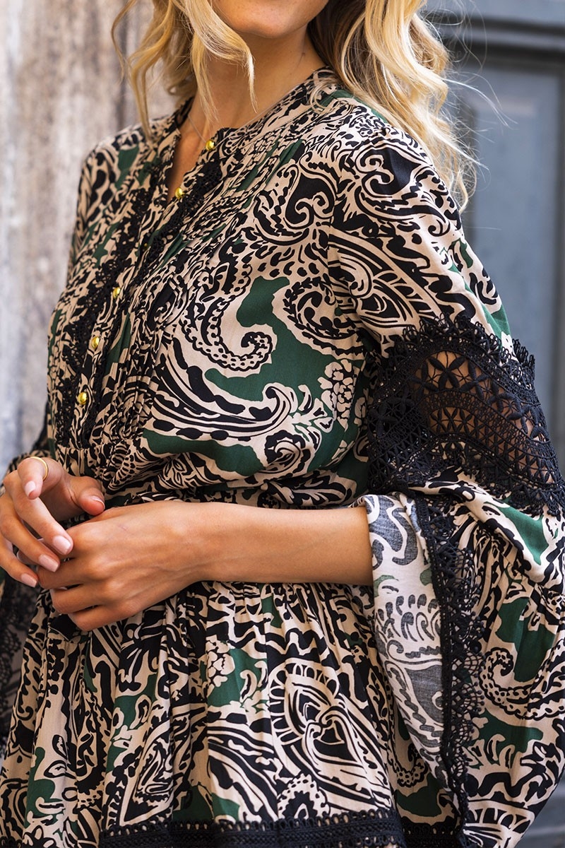 robe courte manche longue boheme chic AGATHA - Miss June