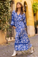 long sleeve floral blue long dress MARGAUX - Miss June