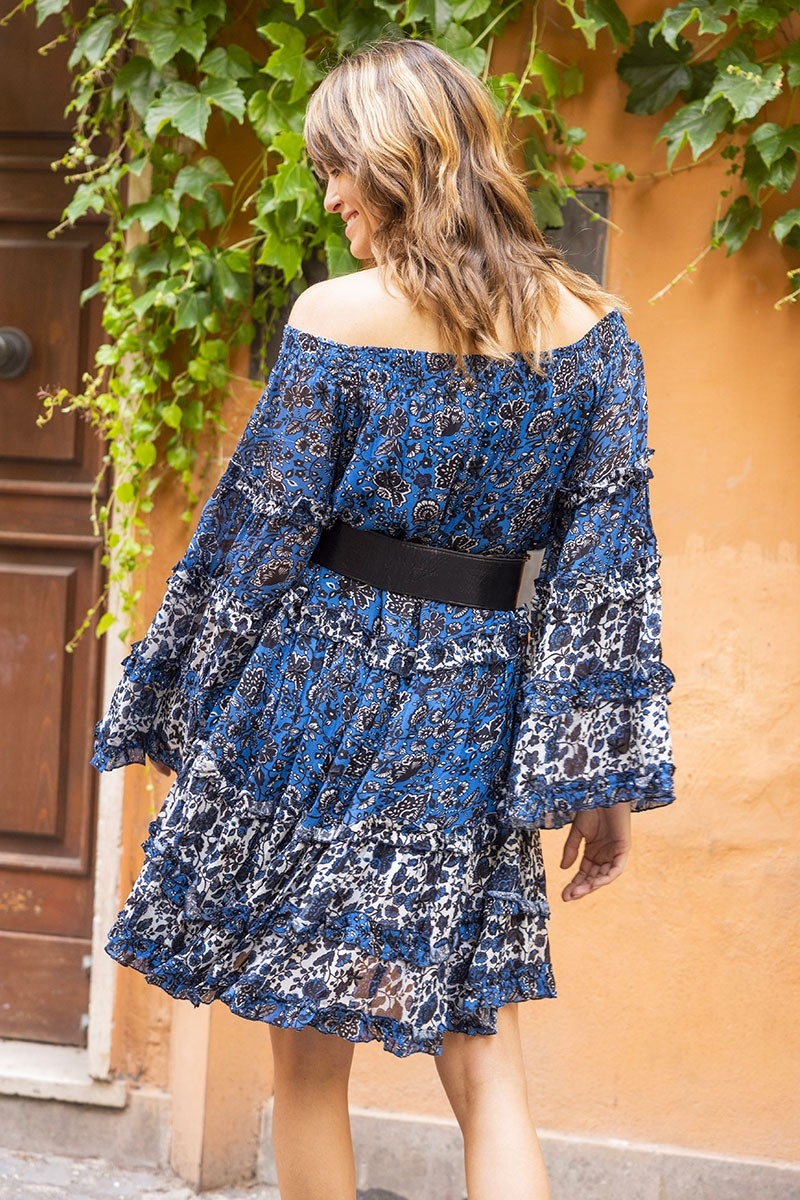 vestido corto floral manga larga TORINA - Miss June