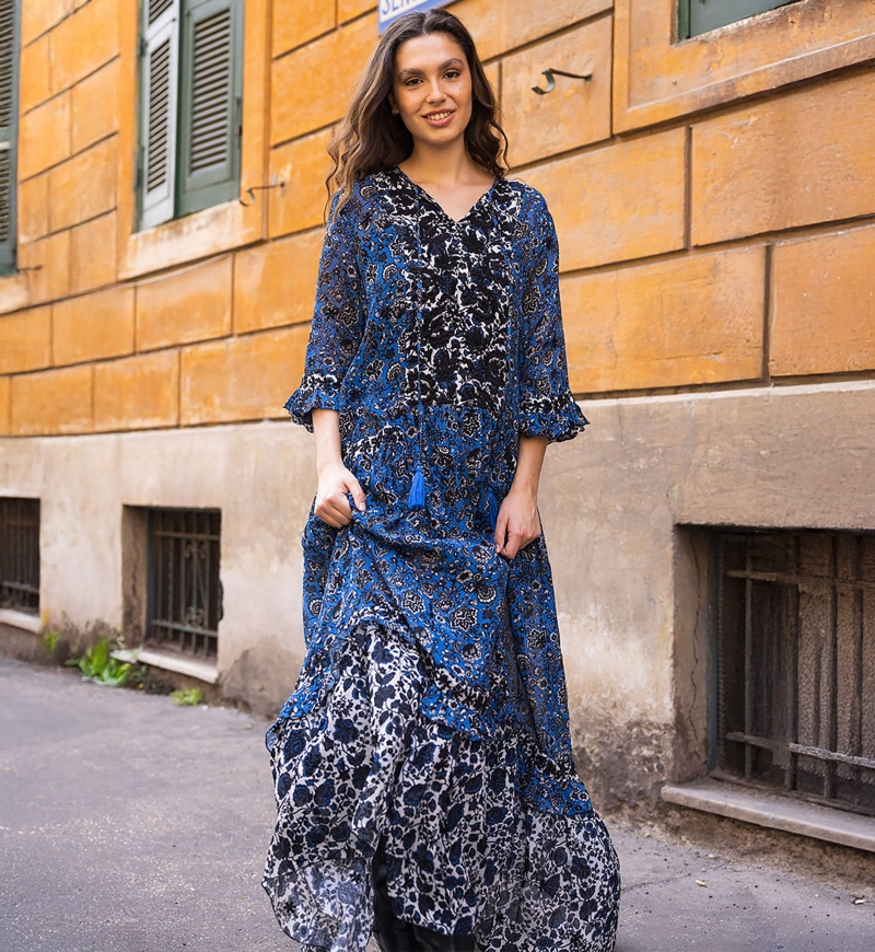 vestido largo floral manga larga LUDOVICA - Miss June