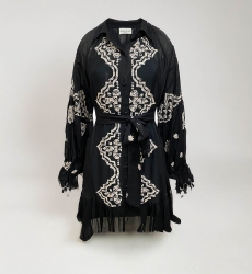 robe courte manche longue boheme noir FEDERICA - Miss June