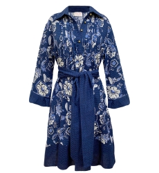 robe courte manche longue fleurie bleu VIOLA - Miss June