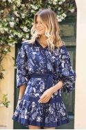 long sleeve floral blue short dress ELIA - Miss June