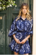 long sleeve floral blue short dress ELIA - Miss June