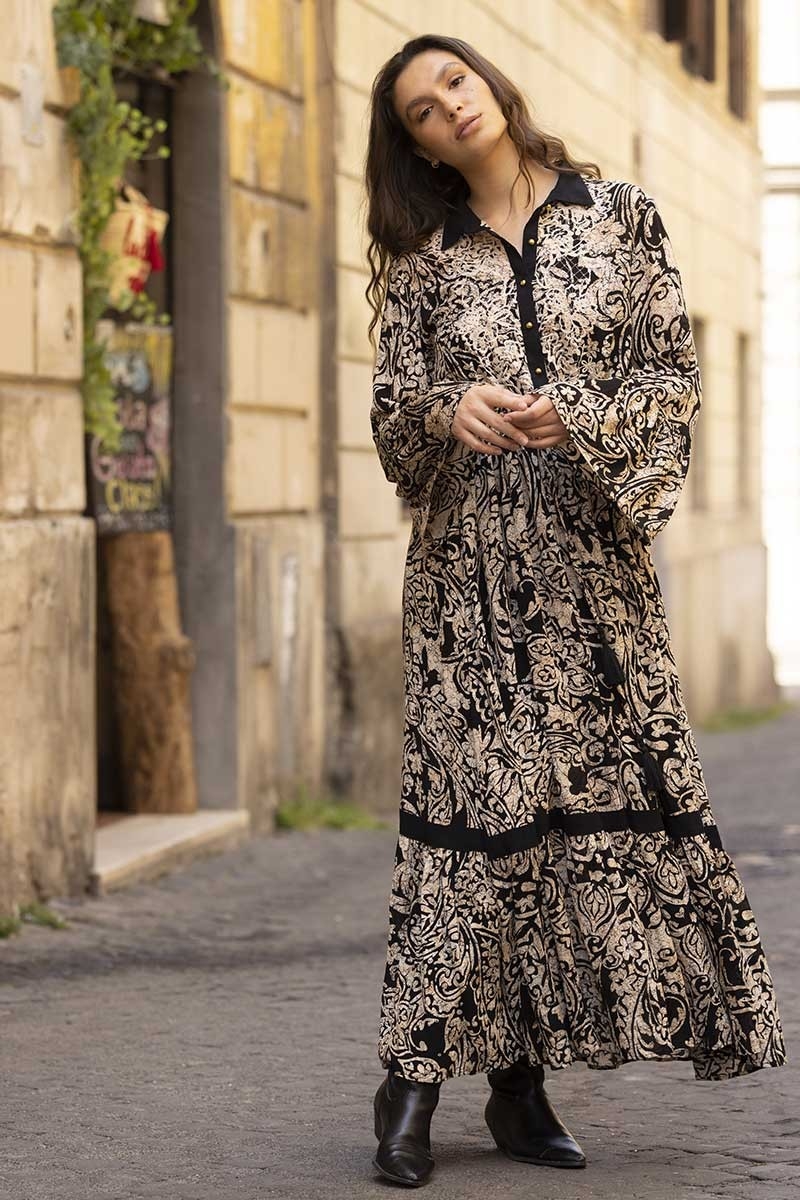 vestido largo bohemio chic manga larga ZELIE -Miss June