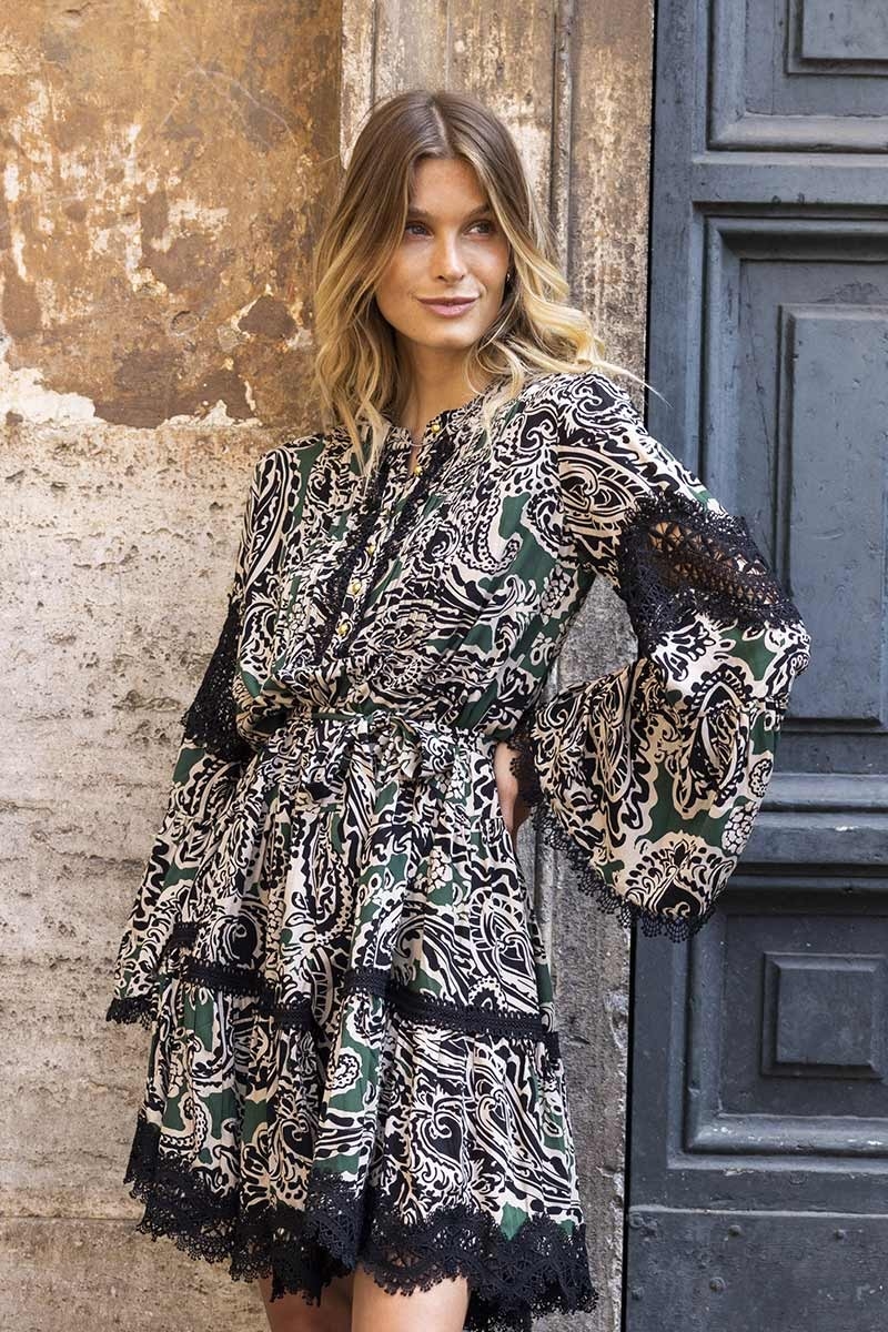 robe courte manche longue boheme chic AGATHA - Miss June