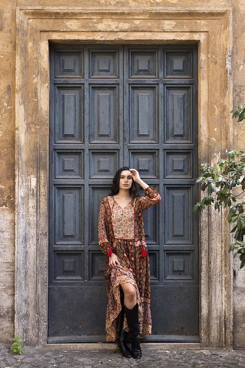 robe longue manche longue fleurie TAJ - Miss June