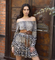 vestido corto leopardo manga larga YAYA - Miss June