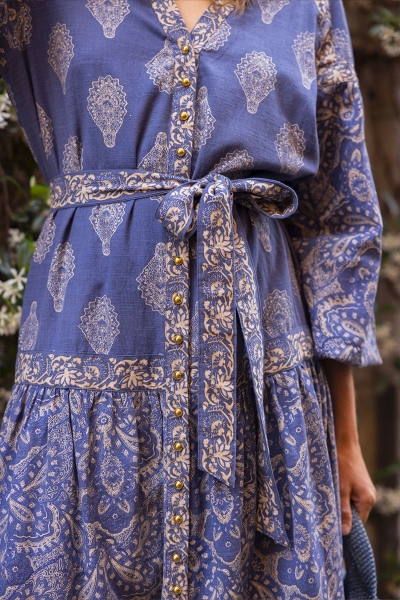 long sleeve blue bohemian long dress ISABELA  - Miss June