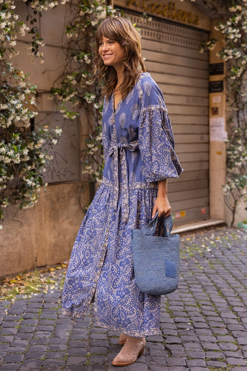 long sleeve bohemian blue long dress ISABELA  - Miss June