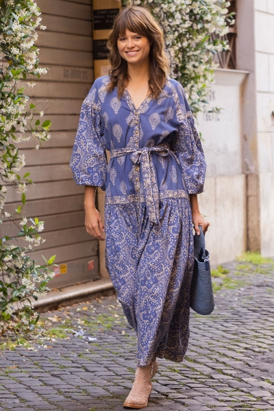long sleeve blue bohemian long dress ISABELA  - Miss June