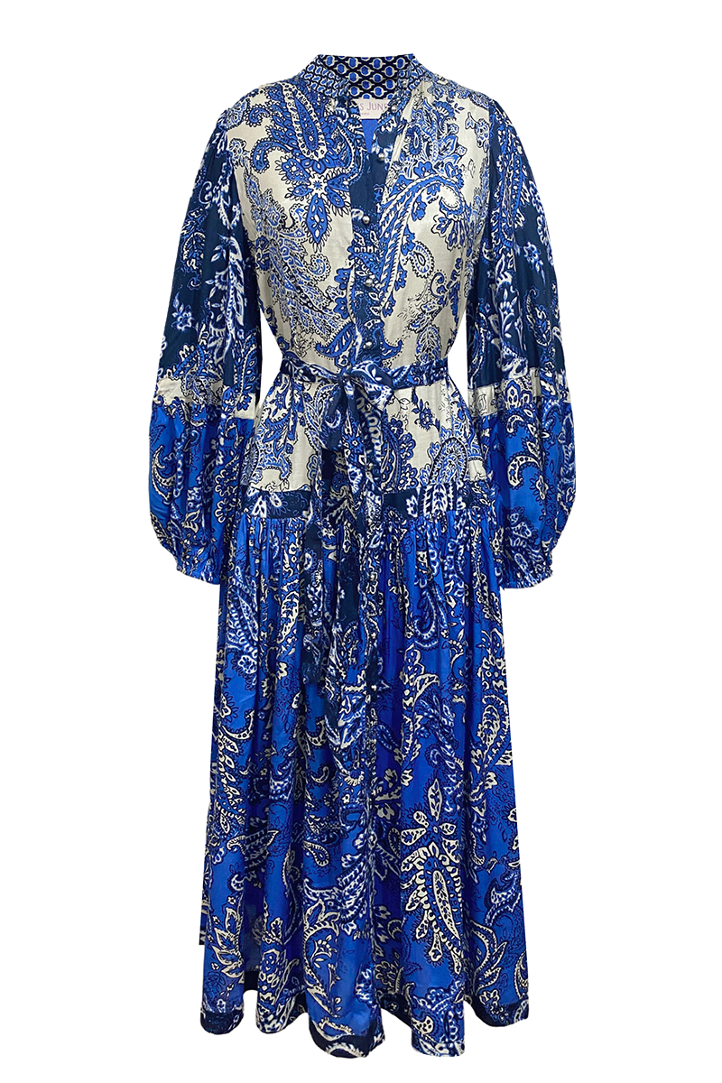 long sleeve bohemian blue long dress CARLOTA - Miss June