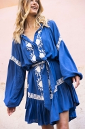 long sleeve boheme chic blue short dress DINA - Miss June