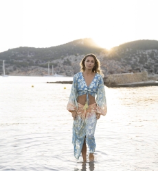 Top Sunday - blu / Maniche Sfumate Pesca - Maniche Lunghe - Stile Boho - Scollo a V - Miss June Paris - 5