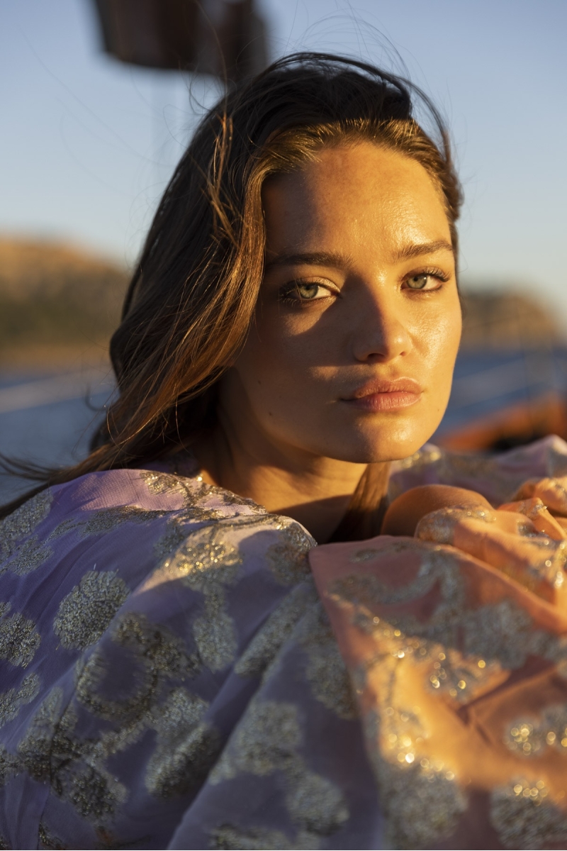 Top Sunday - Lilla / Maniche Sfumate Pesca - Maniche Lunghe - Stile Boho - Scollo a V - Miss June Paris - 1