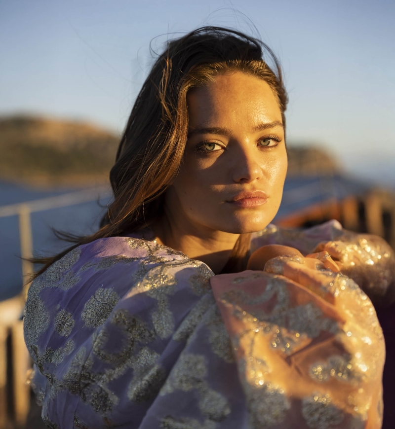 Top Sunday - Lilla / Maniche Sfumate Pesca - Maniche Lunghe - Stile Boho - Scollo a V - Miss June Paris - 1