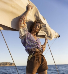 Top Sunday - lilas / dégradé manche pêche - manches longues - style boho - col V- Miss June Paris - 3