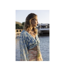Gonna Midi Shade - Pesca/blu - Dettagli Dorati - Stile Boho - Miss June Paris - 2