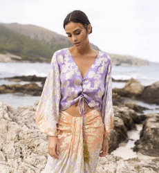 Gonna Midi Shade - Pesca/Lilla - Dettagli Dorati - Stile Boho - Miss June Paris - 2