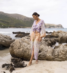 Jupe Mi Longue Shade - lilas/bleu - détails dorés - boho style - Miss June Paris - 4