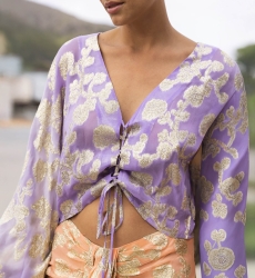 Jupe Mi Longue Shade - lilas/bleu - détails dorés - boho style - Miss June Paris - 1