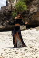 bohemian chic black asymmetric long skirt CELESTE - Miss June