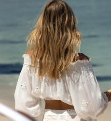 Top de Manga Larga Maeve - Blanco - Lentejuelas Efecto Espejo - Talla Única XS/M - Miss June Paris - 4