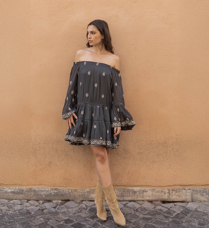 robe courte manche longue boheme SHINE - Miss June