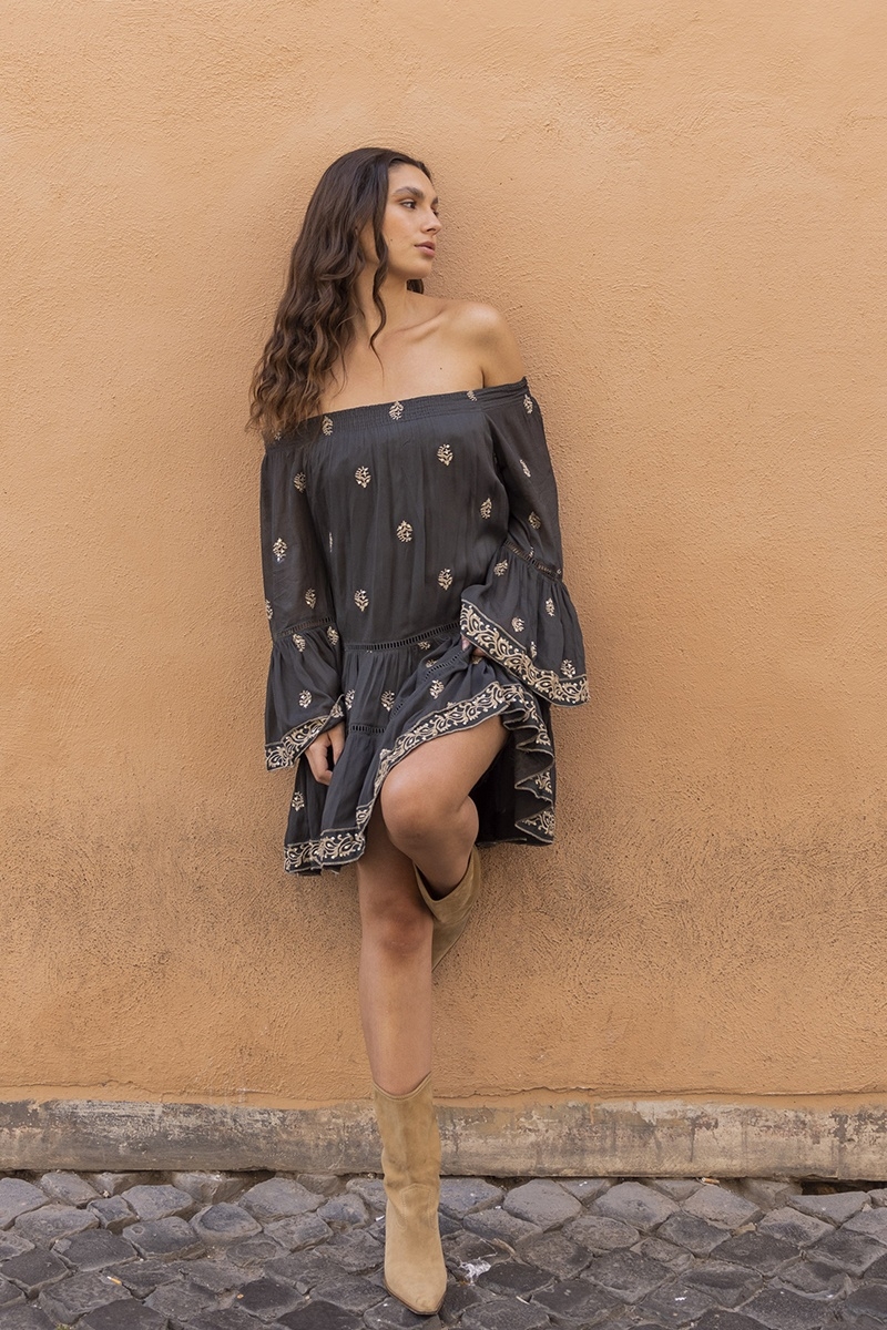 vestido corto bohemio manga larga SHINE - Miss June