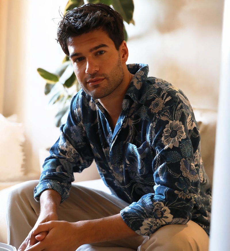 Chemise Guatape - bleu marine - imprimé floral - manche longue - collection Shay - Miss June Paris - 8