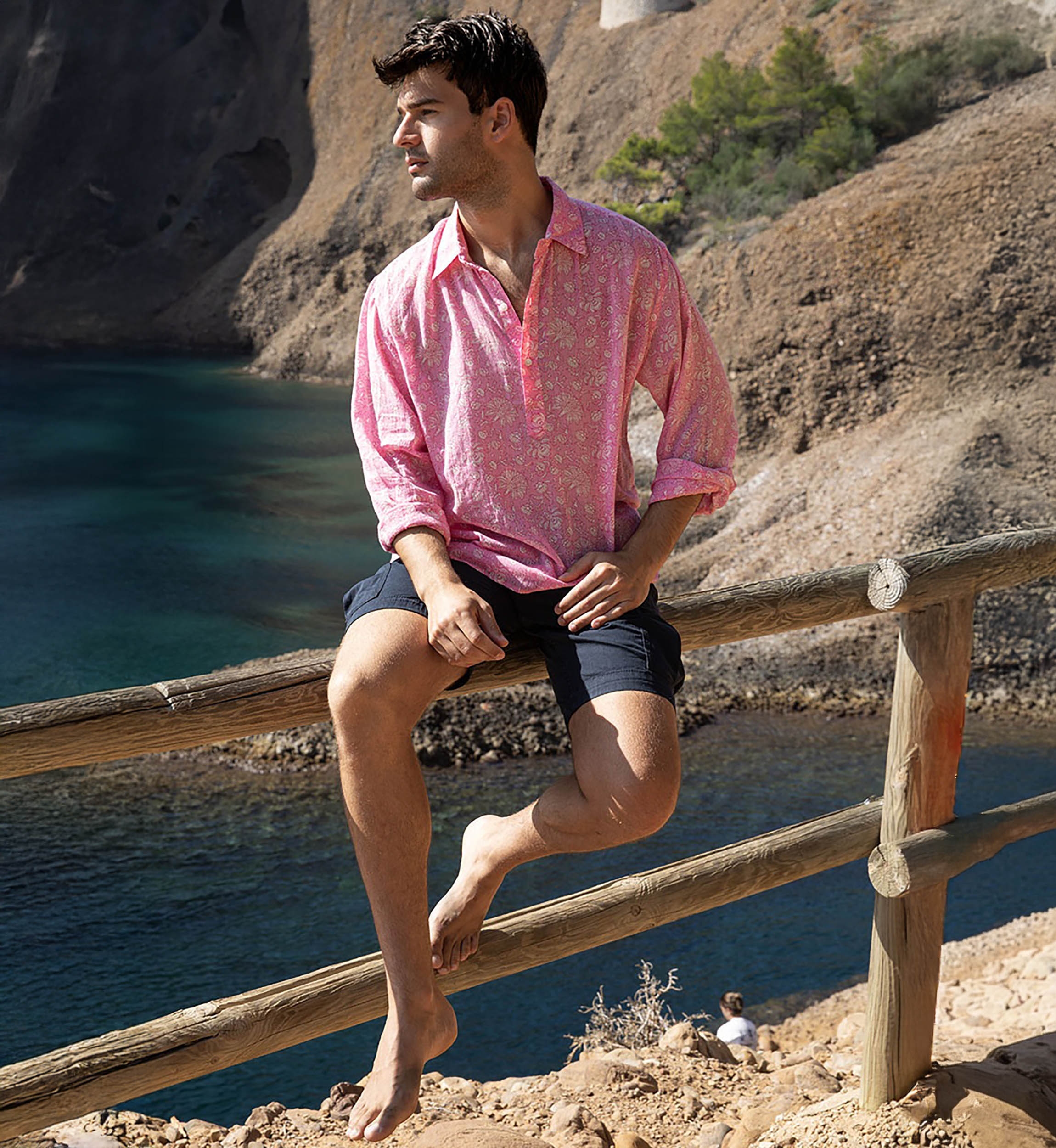 Camisa Florencia – rosa – delicado estampado blanco – mangas largas – tejido ligero – colección Shay – Miss June Paris – 1