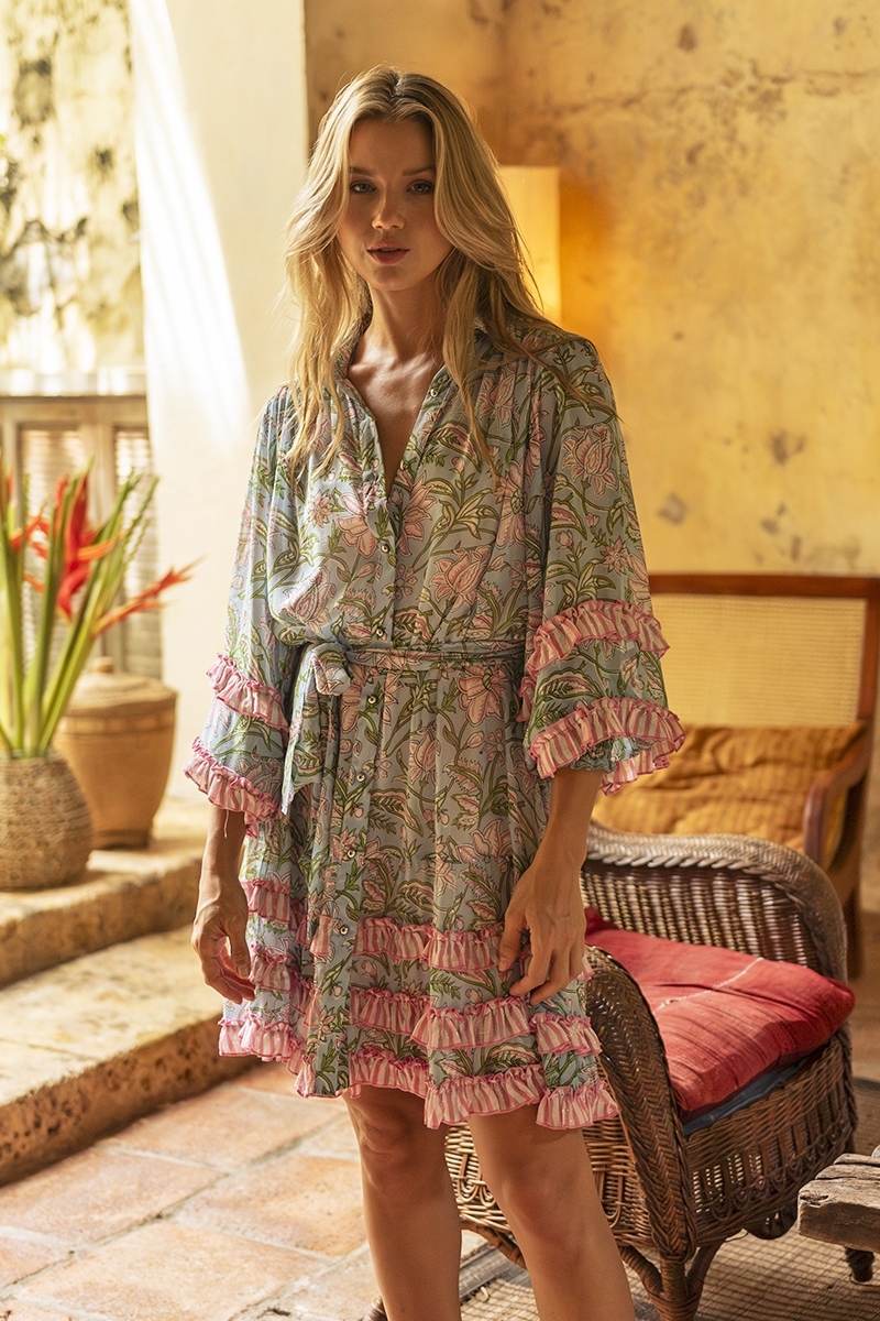 Kurzes Kleid Fiorella - Bohemian-Chic-Druck - Miss June Paris - 3