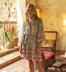 Kurzes Kleid Fiorella - Bohemian-Chic-Druck - Miss June Paris - 3