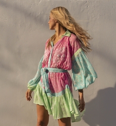 Vestido corto Olga - estampado floral - manga larga - multicolor - Miss June Paris - 2