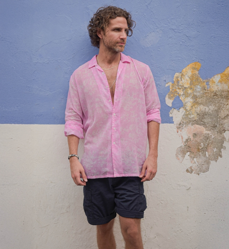 Chemise Salento - rose - imprimé fleuri blanc - manches longues - tissue légère - collection Shay - Miss June Paris - 2